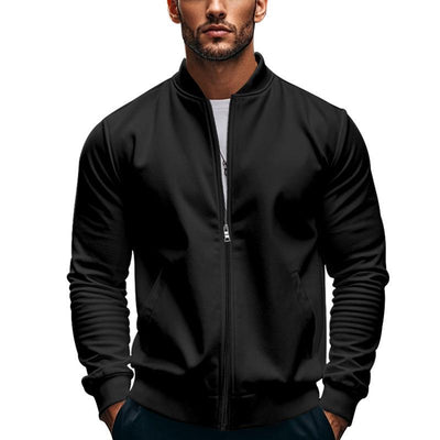Men's Contrast Color Casual Zipper Baseball Jacket