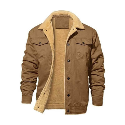 Men's Classic Casual Fleece Cotton Multi-Pocket Botton Jacket