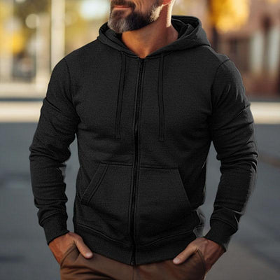 Men's Casual Solid Color Sport Long Sleeve Hoodie Jacket