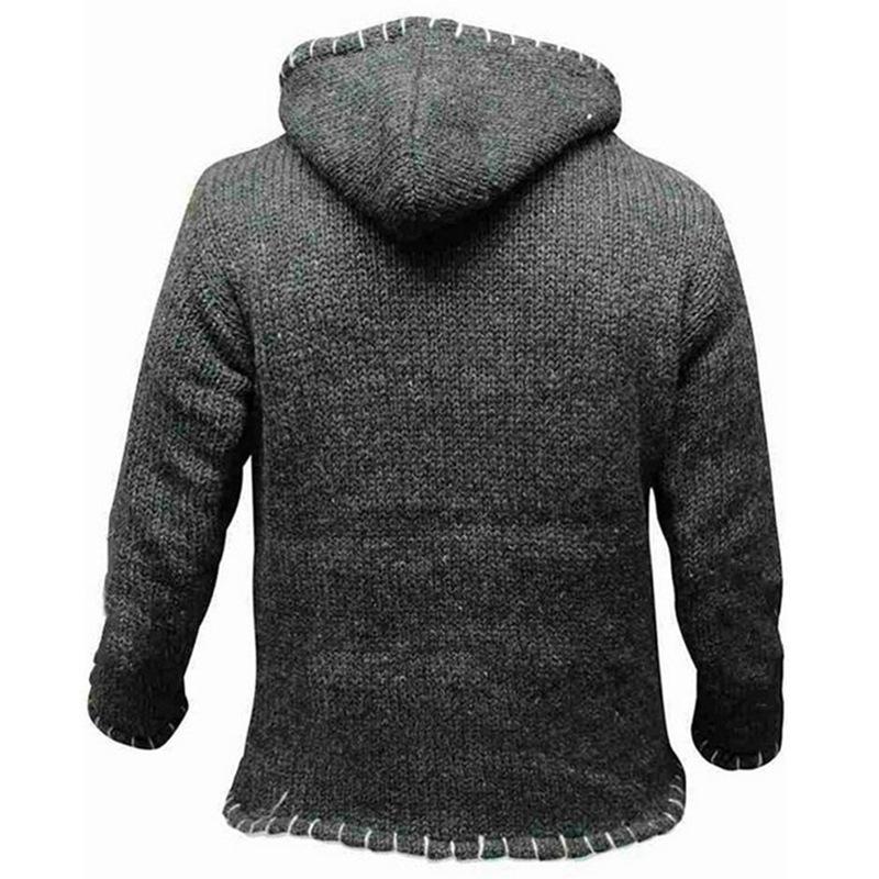 Men's Contrast Pullover Hooded Long Sleeve Knit Sweater 91376193M
