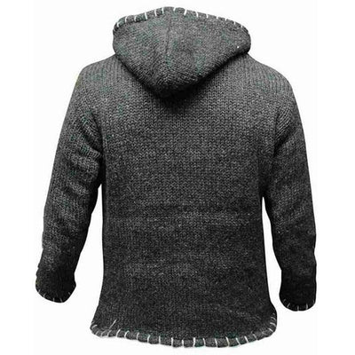 Men's Contrast Pullover Hooded Long Sleeve Knit Sweater 91376193M