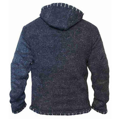 Men's Contrast Pullover Hooded Long Sleeve Knit Sweater 91376193M