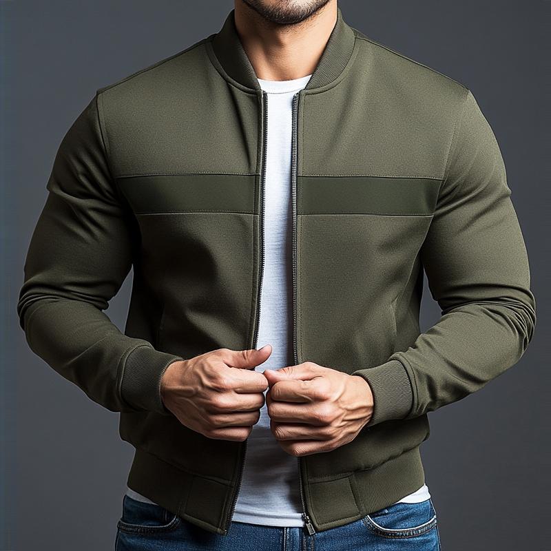 Men's Retro Casual Colorblock Sports Zipper Baseball Jacket