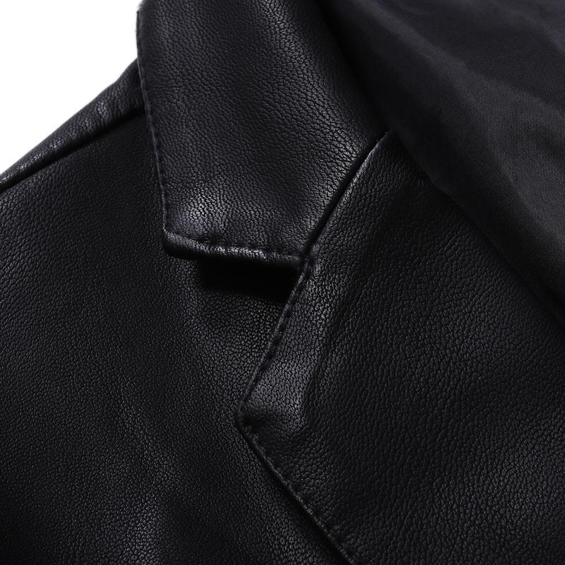 Vintage Lapel Single Breasted Slim Leather Blazer