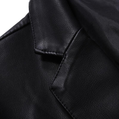 Vintage Lapel Single Breasted Slim Leather Blazer