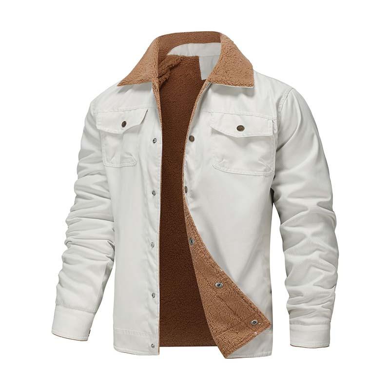 Men's Classic Casual Fleece Cotton Multi-Pocket Botton Jacket