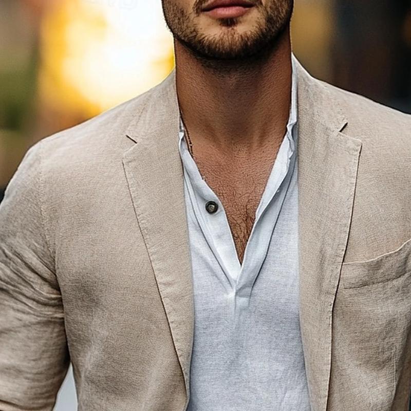 Cotton and Linen Casual Button Blazer