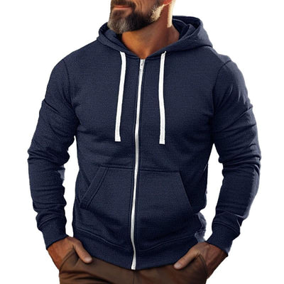 Men's Casual Solid Color Sport Long Sleeve Hoodie Jacket