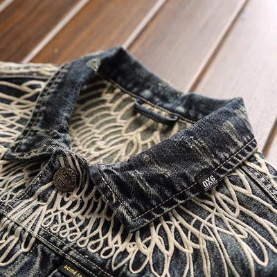 Men's Vintage Denim Embroidered Jacket