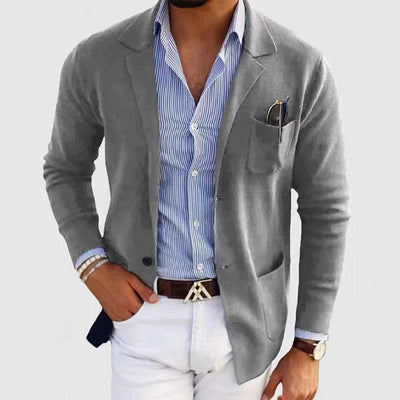Casual Notch Lapel Single-breasted Slim-fit Knitted Blazer