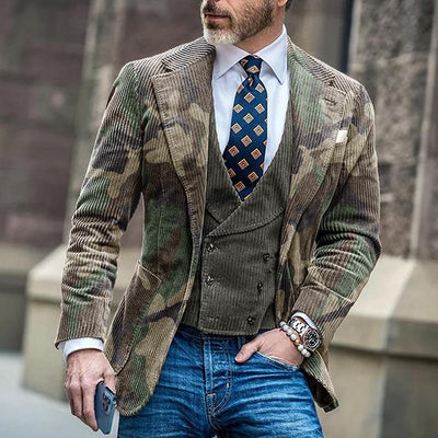Vintage Camouflage Single Breasted Blazer
