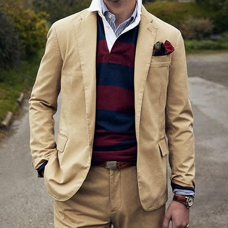 Vintage Khaki Notched Lapel Blazer