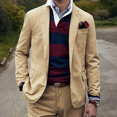 Vintage Khaki Notched Lapel Blazer