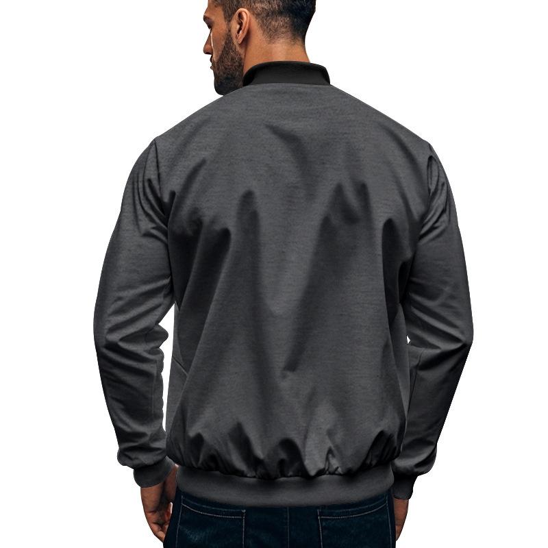 Men's Contrast Color Casual Zipper Baseball Jacket