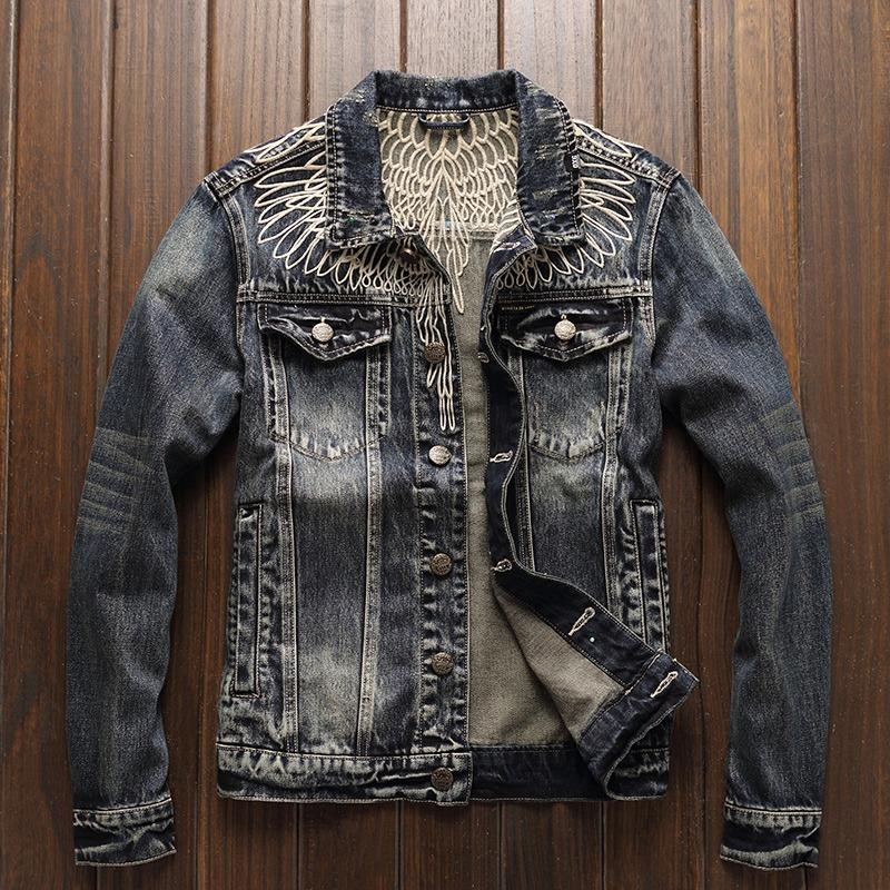 Men's Vintage Denim Embroidered Jacket