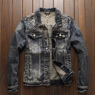 Men's Vintage Denim Embroidered Jacket