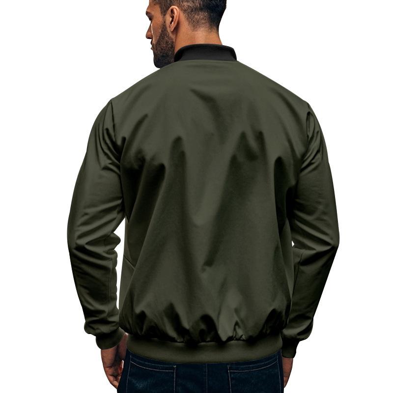 Men's Contrast Color Casual Zipper Baseball Jacket