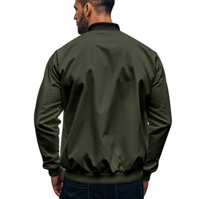 Men's Contrast Color Casual Zipper Baseball Jacket