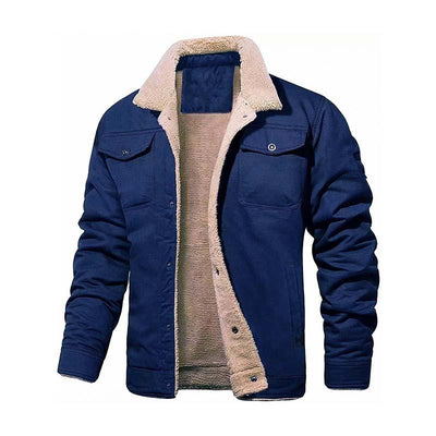 Men's Classic Casual Fleece Cotton Multi-Pocket Botton Jacket