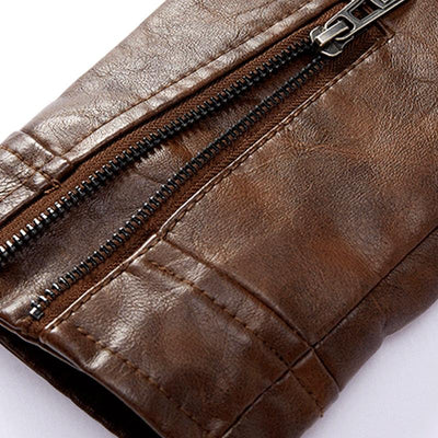 Men's American Retro Leather Motorcycle Jacket