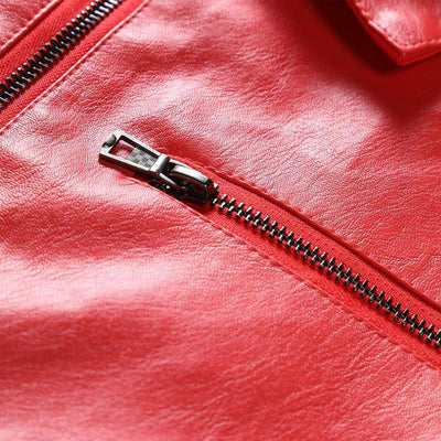 Men's Lapel Collar Zip-Up Leather Jacket