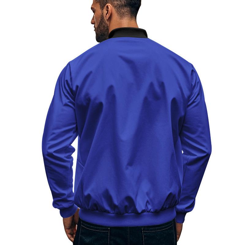 Men's Contrast Color Casual Zipper Baseball Jacket
