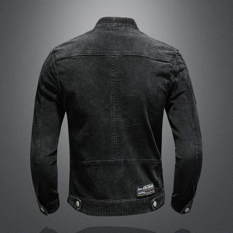 Men's Vintage Washed Denim Biker Jacket