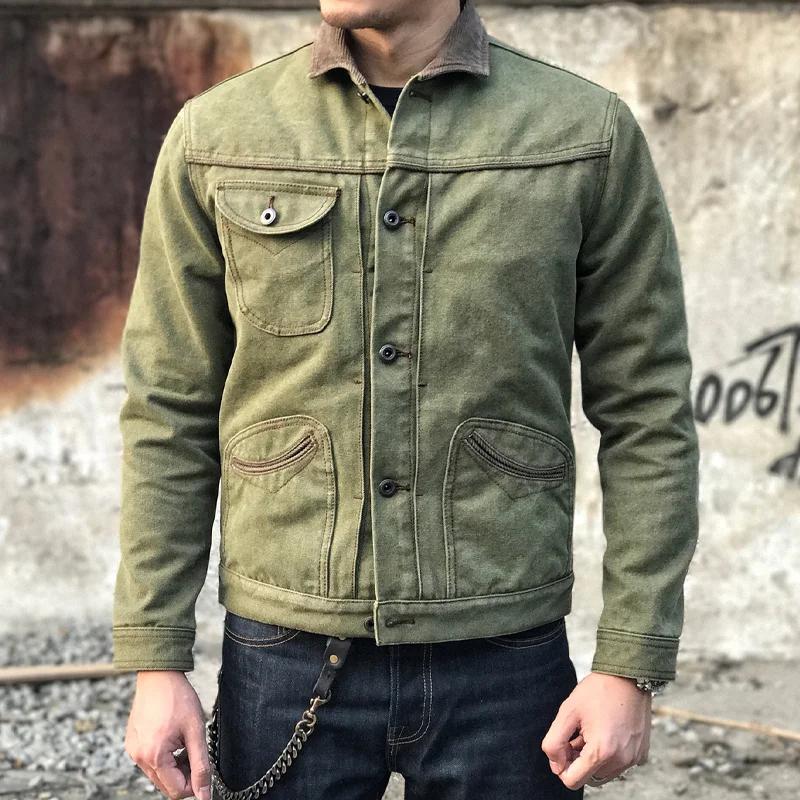 Men's Retro Motorcycle Lapel Single Breasted Jacket
