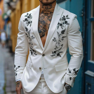 Vintage Casual Embroidered Single Breasted Blazer