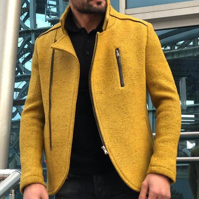Men's Solid Color Stand Collar Zipper Jacket