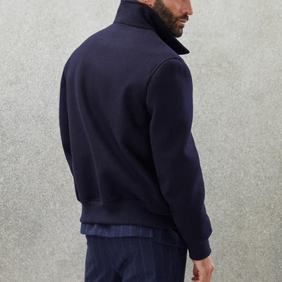 Men's Casual Stand Collar Wool Blend Single Breasted Bomber Jacket