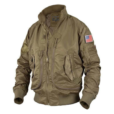 Men's Classic Casual Multi-Pocket Zipper Stand Collar Flight Jacket