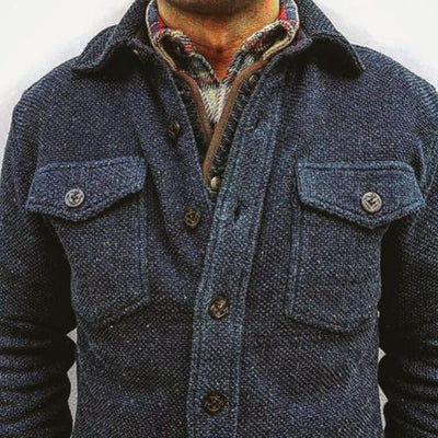 Men's Retro Solid Color Wool Double Breast Pocket Jacket