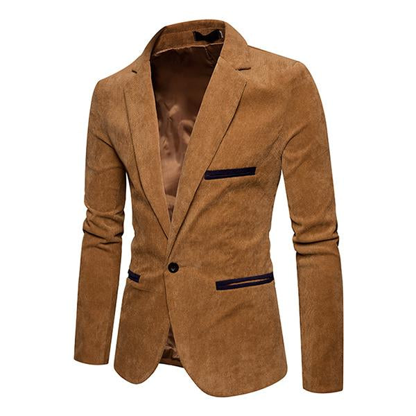 Casual Contrast Lapel Corduroy Blazer