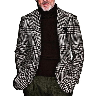 Vintage Black and White Plaid Two-button Blazer