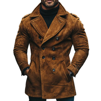 Men's Vintage Casual Suede Double Breasted Cropped Jacket