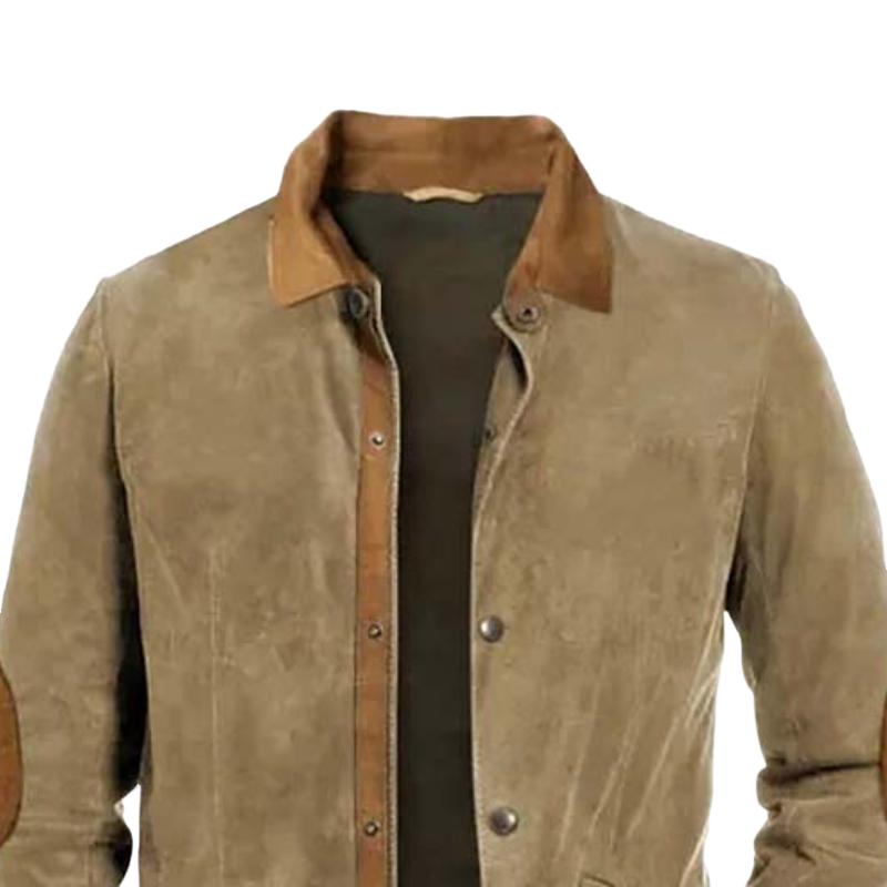 Men's Classic Vintage Leather and Suede Light Jacket