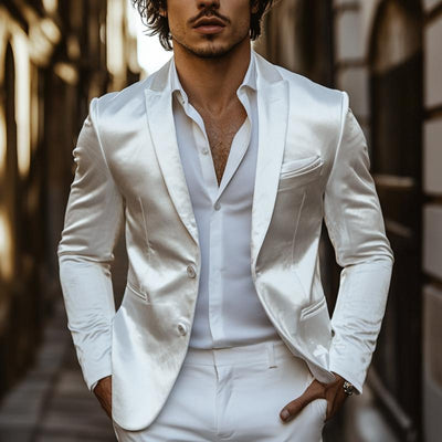 Classic Casual Slim Fit Solid Color Satin Blazer