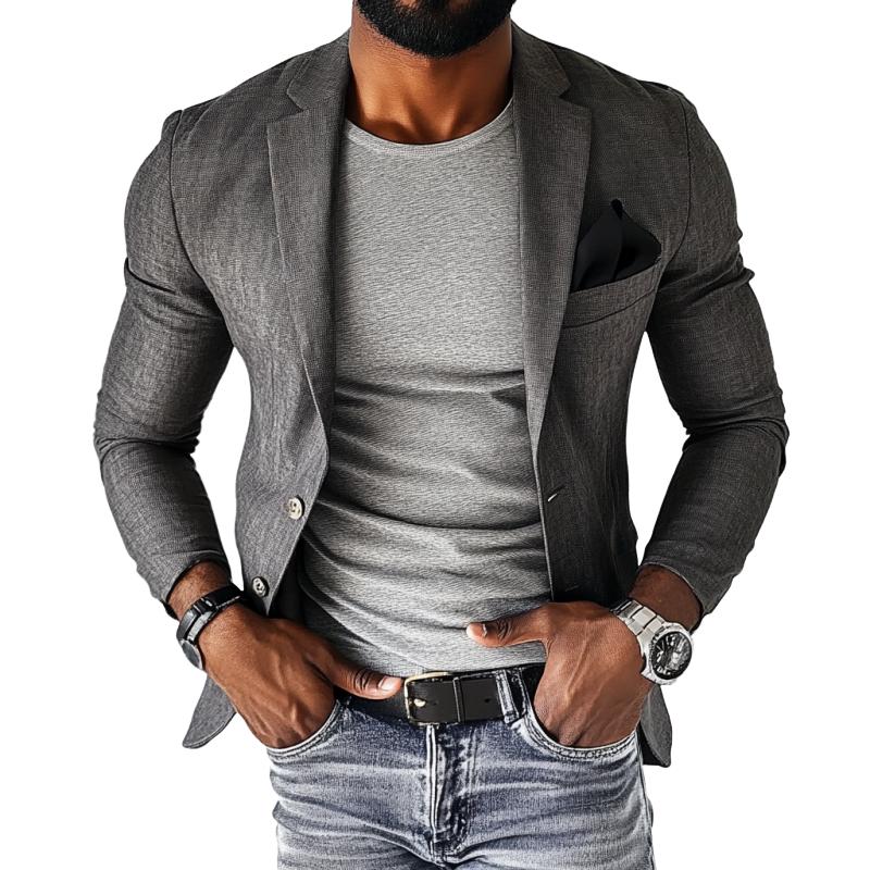 Vintage Linen Single Breasted Lapel Slim Fit Blazer