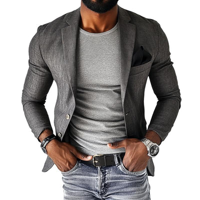 Vintage Linen Single Breasted Lapel Slim Fit Blazer