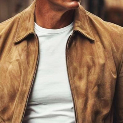 Men's Vintage Casual Suede Lapel Zipper Jacket
