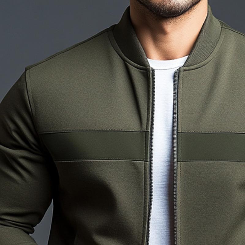 Men's Retro Casual Colorblock Sports Zipper Baseball Jacket
