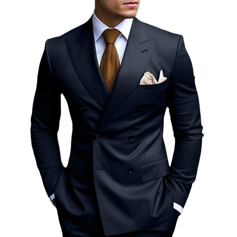 Solid Color Double Breasted Blazer