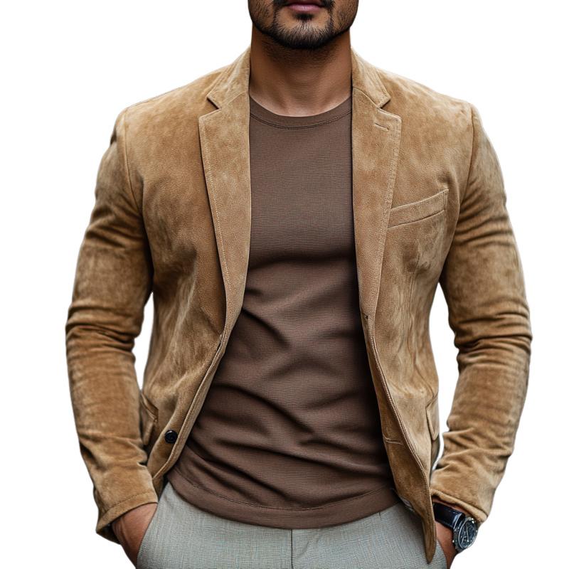 Classic Casual Single Breasted Slim Fit Suede Blazer