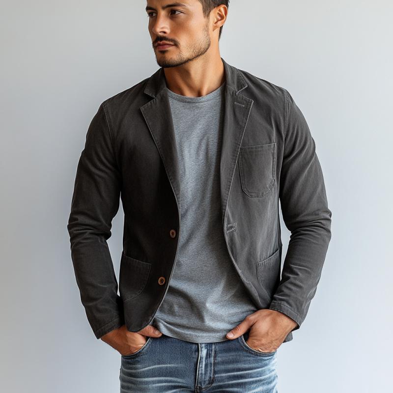 Vintage Casual Cotton Lapel Single Breasted Blazer