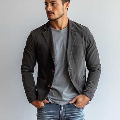 Vintage Casual Cotton Lapel Single Breasted Blazer