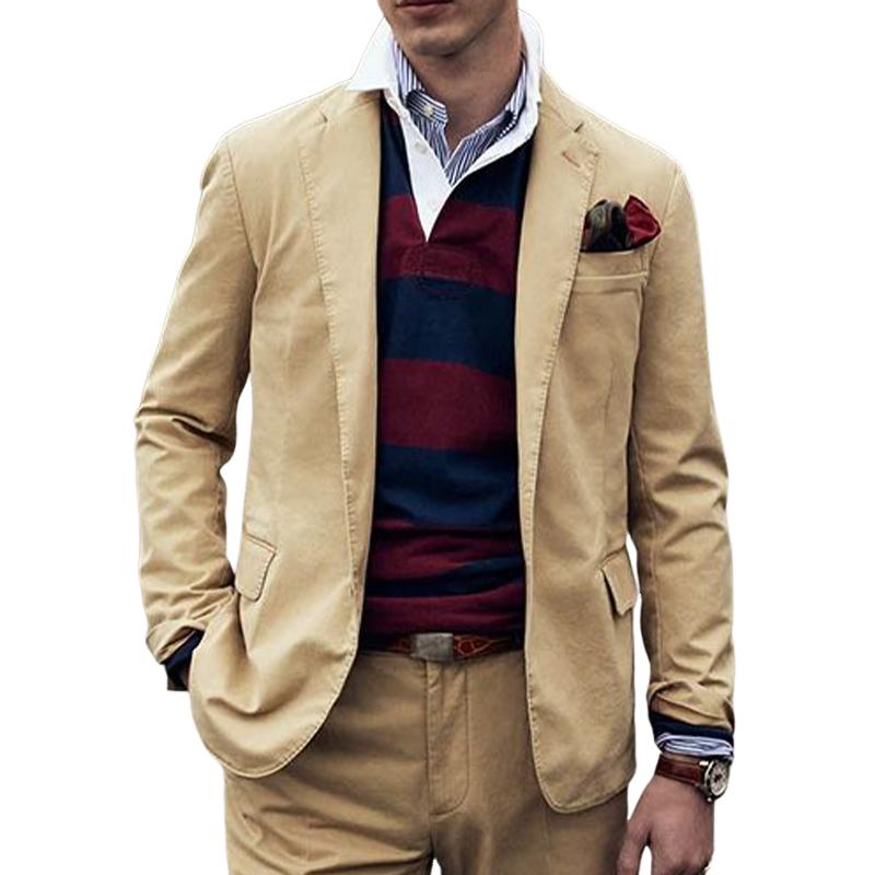 Vintage Khaki Notched Lapel Blazer