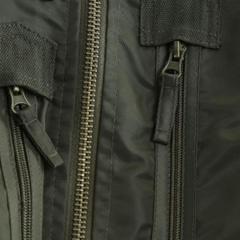 Men's Classic Casual Multi-Pocket Zipper Stand Collar Flight Jacket