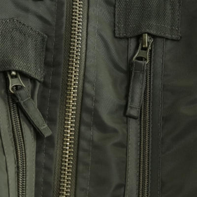 Men's Classic Casual Multi-Pocket Zipper Stand Collar Flight Jacket