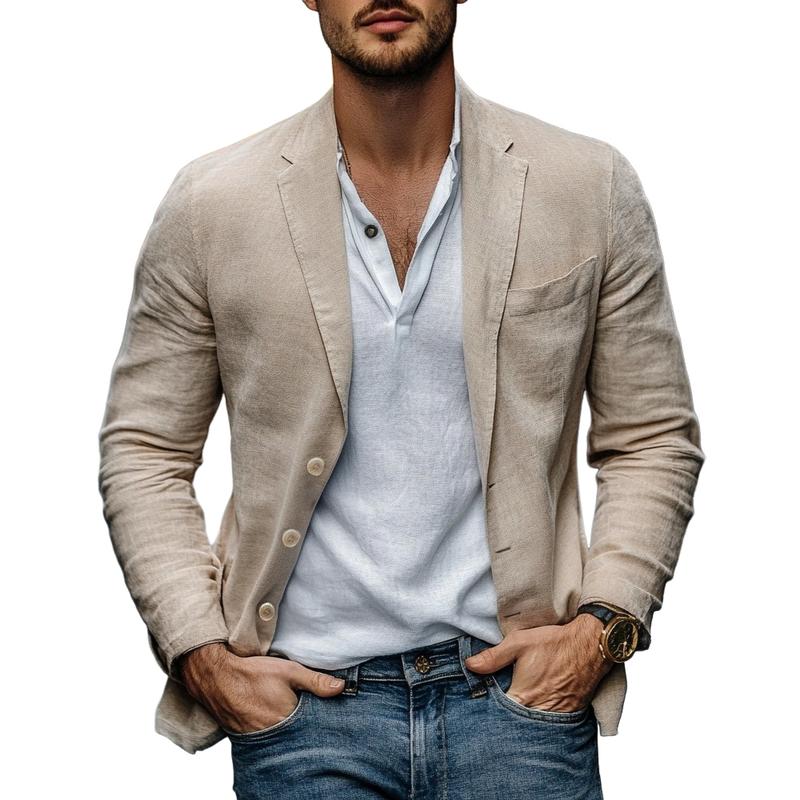 Casual Cotton Linen Lapel Single-breasted Slim-fit Blazer